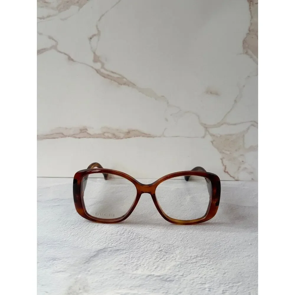 NEW Gucci GG1236O Havana Brown Square Eyeglasses Frames